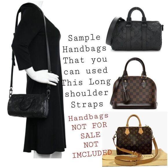 Long shoulder straps GENIUNE LEATHER NEW BLACK - Picture 7 of 10